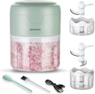 rupohu electric mini food chopper - usb charging garlic chopper and small food processor with spoon and brush - ideal for onion, garlic, pepper, vegetable, meat mincer/grinder/puree - 100+250ml capacity logo