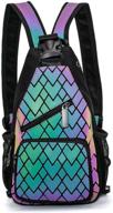 🎒 reflective geometric holographic backpacks for women: irredescent handbags & wallets logo