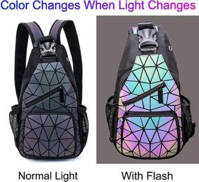 img 3 attached to 🎒 Reflective Geometric Holographic Backpacks for Women: Irredescent Handbags & Wallets