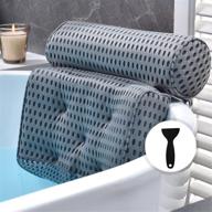 🛀 gray bath pillow bathtub pillow - enhanced neck, head, shoulder, and back support - 4d air mesh spa pillow for bathing - extra thick, soft, quick-dry logo