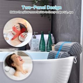 img 2 attached to 🛀 Серый ванночный подголовник для ванны - улучшенная поддержка шеи, головы, плеч и спины - ванночный подголовник из сетчатого материала 4D для спа-процедур - дополнительно плотный, мягкий, быстро сохнущий