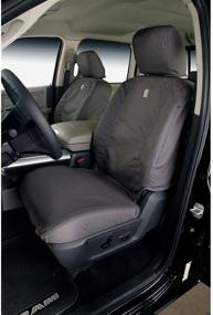 img 1 attached to Durable Duck Weave Seat Cover for Chevrolet/GMC Models - Carhartt SeatSaver Front Row Custom Fit (Gravel)