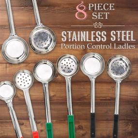 img 3 attached to 🍴 Stainless Steel Portion Control Serving Utensils - Set of 8 - Different Colors and Sizes - Long Handles