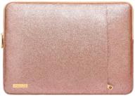 🌸 mosiso 13-13.3 inch macbook sleeve: rose gold pu leather vertical style padded waterproof case for macbook air, pro, surface laptop, notebook computer logo