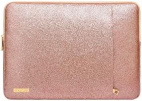 img 4 attached to 🌸 MOSISO 13-13.3 inch MacBook Sleeve: Rose Gold PU Leather Vertical Style Padded Waterproof Case for MacBook Air, Pro, Surface Laptop, Notebook Computer