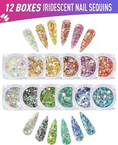 img 2 attached to Holographic Nail Sequins for Nail Art Decoration - 24 Boxes Holographic Nail Glitter - Ideal for Face, Body, Eye, and Hair Decor - Includes 12 Boxes of Iridescent + 12 Boxes of Laser Silver Nail Sequins