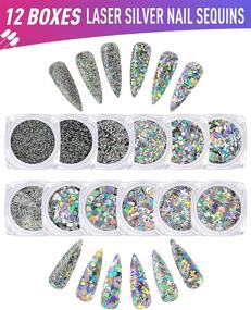 img 3 attached to Holographic Nail Sequins for Nail Art Decoration - 24 Boxes Holographic Nail Glitter - Ideal for Face, Body, Eye, and Hair Decor - Includes 12 Boxes of Iridescent + 12 Boxes of Laser Silver Nail Sequins