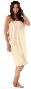 img 3 attached to Boca Terry Women's Knit Waffle Weave Towel Wrap - Spa, Bath & Shower Wrap Around with Snaps - White, Beige M/L, 2X
