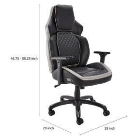 img 3 attached to 🪑 Grey Amazon Basics Ergonomic Gaming Chair with Bluetooth Speakers, Built-in Mic, and Push-Button Height Control