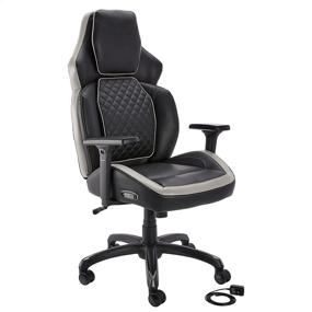 img 4 attached to 🪑 Grey Amazon Basics Ergonomic Gaming Chair with Bluetooth Speakers, Built-in Mic, and Push-Button Height Control