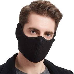 img 2 attached to 🧣 Windproof Half Face Mask with Earflap for Outdoor Sports - Winter Fleece Face Mask for Men and Women