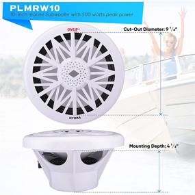 img 3 attached to High-Powered 10 Inch White Marine Audio Subwoofer - 500W Waterproof Bass Loud Speaker for Marine Sound System, Perfectly Fit under Helm or Box Case Mount in Small Boat or Marine Vehicle - Pyle PLMRW10