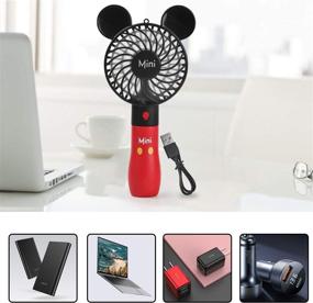 img 1 attached to 🌬️ Orapink Cartoon Handheld Fan - Portable USB Rechargeable Fan with 3 Speed Adjustment, Battery Operated Mini Electric Fan for Home Office Travel - Desk and Desktop Fans