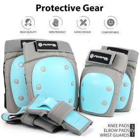 img 2 attached to 🔵 Purpol 3-in-1 Protective Gear Set for Kids, Youth, and Adults: Knee Pads, Elbow Pads, and Wrist Guards for Skateboarding, Cycling, and Roller-Skating - Blue, Medium