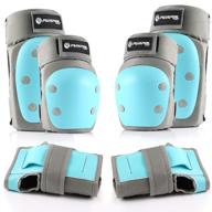 🔵 purpol 3-in-1 protective gear set for kids, youth, and adults: knee pads, elbow pads, and wrist guards for skateboarding, cycling, and roller-skating - blue, medium logo