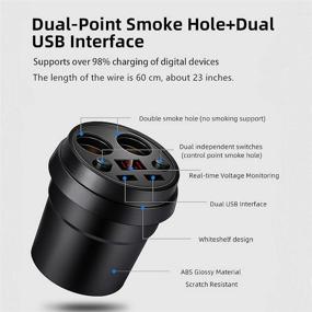 img 2 attached to 🔌 Car Charger with 2 USB Quick Charge 3.1, 2 Socket Cup Shape Cigarette Lighter Splitter Adapter - LED Voltage Display, Dual On/Off Switches - for Phone, Pad, Tablet, GPS, Dash Cam
