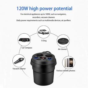img 3 attached to 🔌 Car Charger with 2 USB Quick Charge 3.1, 2 Socket Cup Shape Cigarette Lighter Splitter Adapter - LED Voltage Display, Dual On/Off Switches - for Phone, Pad, Tablet, GPS, Dash Cam
