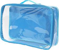 🧳 turquoise large clear travel packing cube - see-through pvc storage organizer for suitcase logo