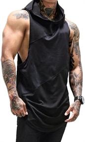 img 4 attached to Men's Sleeveless Hoodies for Gym Bodybuilding: ZUEVI Muscle Stringer Tank Tops