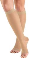 🧦 truform sheer compression stockings, 15-20 mmhg, knee high length for women, open toe, 20 denier, nude color, large size логотип