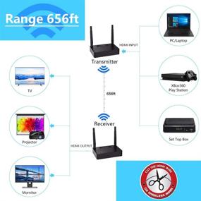 img 3 attached to Усовершенствованный беспроводной передатчик и приемник HDMI Moretop MT-HD3503 для телевизора/проектора, набор беспроводного HDMI-удлинителя 5,8 ГГц, беспроводной адаптер HDMI к HDMI, диапазон 500 футов (прямая видимость), до 1080p, «Вставил и играй»