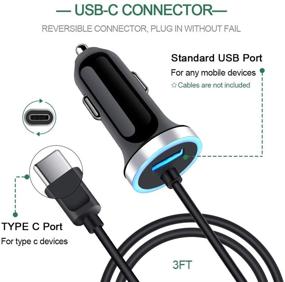 img 3 attached to High-Speed 2-Pack Car Charger for Samsung Galaxy & Google Pixel - Rapid USB Type C Charging Adapter with 3ft Cable