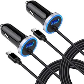 img 4 attached to High-Speed 2-Pack Car Charger for Samsung Galaxy & Google Pixel - Rapid USB Type C Charging Adapter with 3ft Cable