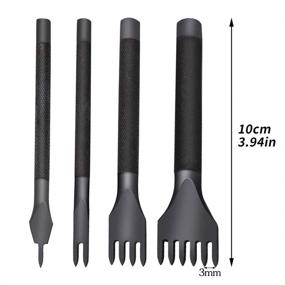 img 3 attached to 🛠️ 4-Piece Leather Prong Punch Tool Set - Leathercraft Hole Punches 1/2/4/6mm, Leather Prong Stitching Punch Tool for Leather Craft