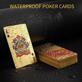 img 2 attached to 🃏 Gold Foil Waterproof Poker Cards with Double-Sided Embossing - Flexible Plastic 52+2 Game Cards for Family Game Party, Magic - Euro Pattern