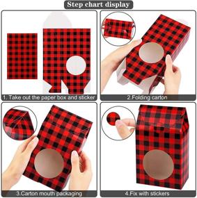 img 2 attached to 🎁 Pack of 24 Red and Black Plaid Christmas Cookie Bags for Gift Giving - Festive Food & Candy Treat Boxes with 30 Tag Stickers