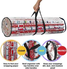 img 3 attached to ProPik Christmas Gift Wrapping Paper Storage Organizer Bag - Store Up to 24 Rolls! 40 Inch, Heavy Duty PVC Clear Bag with Handles and Zippered Top Wrap and Ribbons (Black)