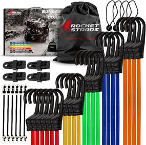 img 4 attached to 🚀 36-Piece Rocket Straps Bungee Cord Set with Hooks - Assorted Lengths (48", 40", 32", 24", 18", 10") - Including Tie Downs, Ball Bungees, and Carrying Bag