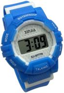 ⌚ electronic sports watch with alarm - english talking feature and blue rubber strap logo