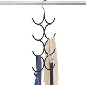 img 2 attached to 🧣 Yizhi Scarf Hanger Organizer Holder - No Snag Belt Rack Tie Hanger: Sturdy 8 Hook Space Saving Closet Accessory Organizer for Scarves, Ties, Belts, Shawls, Pashminas, Jewelry - Set of 2, Black