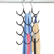 🧣 yizhi scarf hanger organizer holder - no snag belt rack tie hanger: sturdy 8 hook space saving closet accessory organizer for scarves, ties, belts, shawls, pashminas, jewelry - set of 2, black логотип