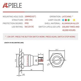 img 3 attached to 🔲 APIELE 16mm Latching Push Button Switch: 12V DC On-Off With LED Angel Eye Head - Black Shell | Industrial Electrical