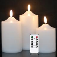 eldnacele waterproof outdoor flameless flickering candles with timer remote, battery operated 3d wick led candles, plastic pillar candles set of 3 for indoor/outdoor decoration, 3x4 3x5 3x6 inches логотип