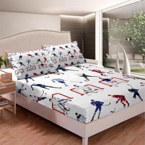 img 4 attached to Ice Hockey Fitted Sheet - Exciting Sports Event Bedding Set for Kids - Perfect Hockey Player Bed Sheet for Boys Room Decor - Full Size with 2 Pillow Cases