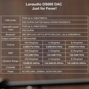 img 1 attached to 🎧 Lavaudio DS600 HiFi DAC & Headphone Amplifier with Bluetooth 5.0 LDAC, 2ES9038Q2M XMOS XU208 Receiver, USB DAC DSD512 PCM32Bit/768Khz, 3.5mm AUX/RCA Output for Home Stereo - DAC with Remote Control