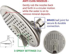 img 2 attached to 🚿 Ana Bath Anti-Clog High Pressure Dual Shower Head with Handheld Spray - 6-Inch Big/Wide Coverage, 3-Setting, Stainless Steel Hose, Brass Connector, Spot Resist Brushed Nickel Finish