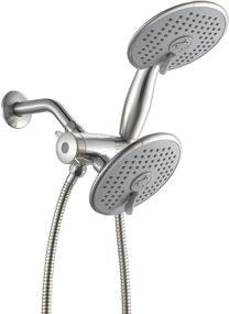 img 4 attached to 🚿 Ana Bath Anti-Clog High Pressure Dual Shower Head with Handheld Spray - 6-Inch Big/Wide Coverage, 3-Setting, Stainless Steel Hose, Brass Connector, Spot Resist Brushed Nickel Finish