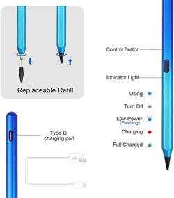 img 2 attached to Циановый стилус-ручка Pencil для iPad Air 4-го поколения и iPad 8-го поколения с функцией подавления ладони - совместим с iPad 8-го, 7-го и 6-го поколения (2018-2020), iPad Air 4-го и 3-го поколения, iPad Pro (11/12.9 дюйма).