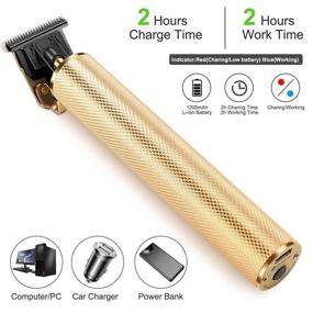 img 2 attached to Gold Hair Clippers for Men - Cordless Rechargeable Beard Trimmer & Grooming Kit with T-Blade Ceramic Blade Shaver - Ideal for Family and Barbers