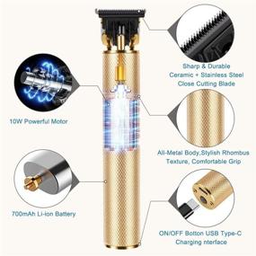 img 3 attached to Gold Hair Clippers for Men - Cordless Rechargeable Beard Trimmer & Grooming Kit with T-Blade Ceramic Blade Shaver - Ideal for Family and Barbers