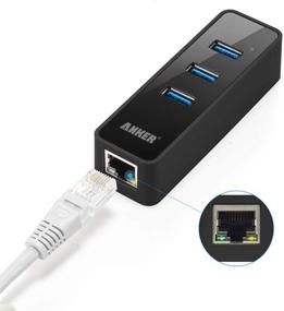 img 1 attached to Anker 3-Port USB 3.0 HUB with Gigabit Ethernet Converter (3 USB 3.0 Ports, RJ45 Gigabit Ethernet, Windows XP, Vista, Win7/8 (32/64 bit), Mac OS 10.6+, Linux) - Black