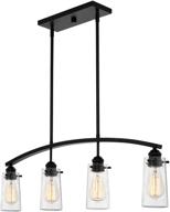 🏡 modern farmhouse island light: kira home rayne 33'' with 4-lights, arched design, seeded glass shades, and black finish logo