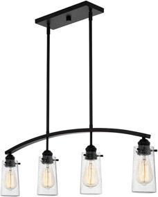 img 4 attached to 🏡 Modern Farmhouse Island Light: Kira Home Rayne 33'' with 4-Lights, Arched Design, Seeded Glass Shades, and Black Finish