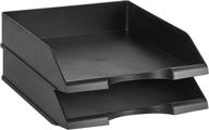 📚 efficiently organize your office space with amazon basics stackable office letter organizer desk tray - 2 pack, black logo