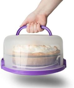 img 2 attached to 🥧 Convenient Purple Pie Pal: Ultimate Carrier for Tall Pies & Cakes - Portable, Cupcake Storage, Veggie, Fruit & Nut Tray, Fits 9 In. Cakes & Pies!