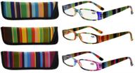 👓 elegant eyekepper 3 pairs reading glasses for women - stylish striped pattern +0.75 reading eyeglasses logo